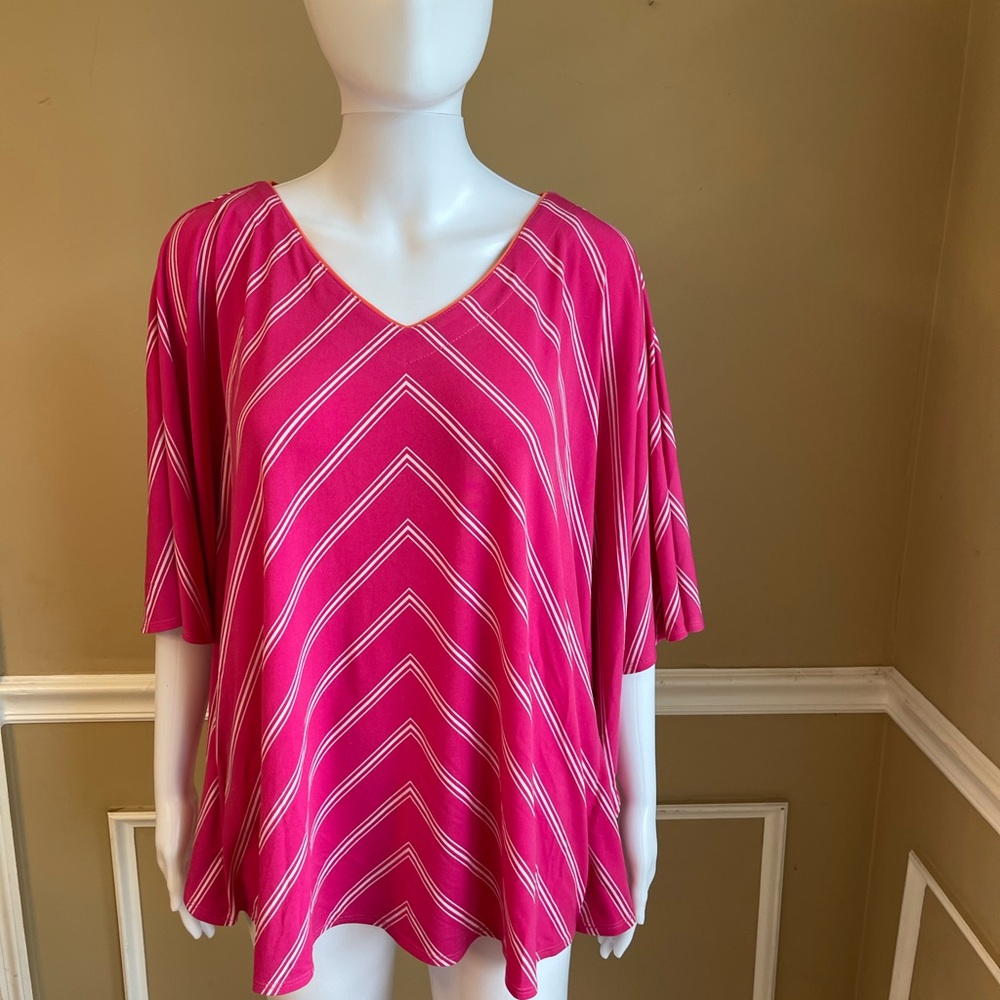 Susan Graver Pink Dolman Sleeve Blouse